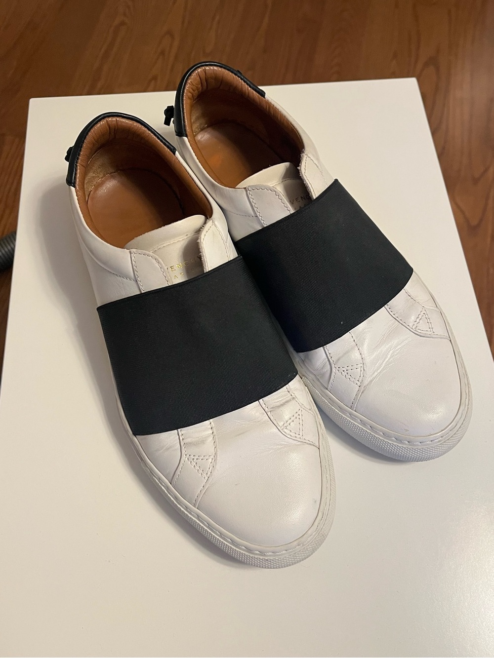 Givenchy White Slip-On Sneakers with Black Strap